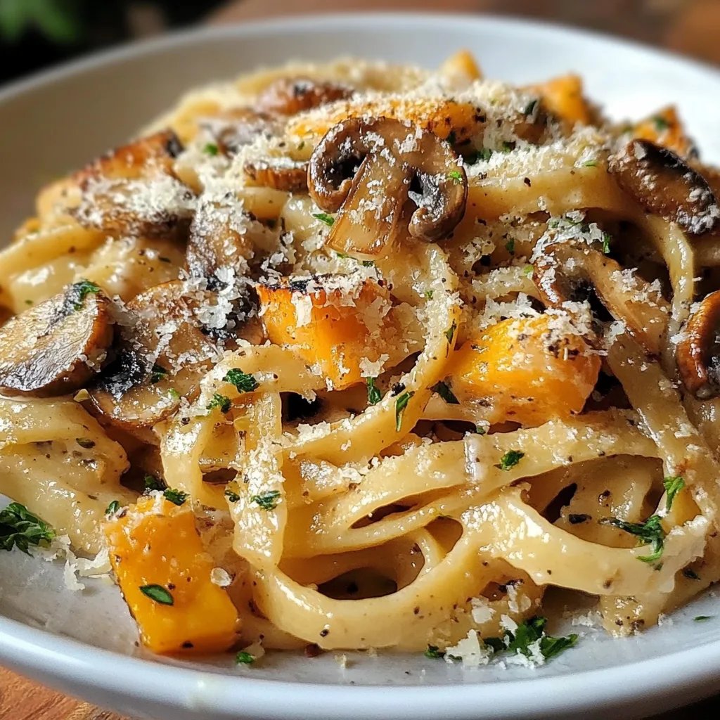 Cremige Kürbis-Pilz-Pasta