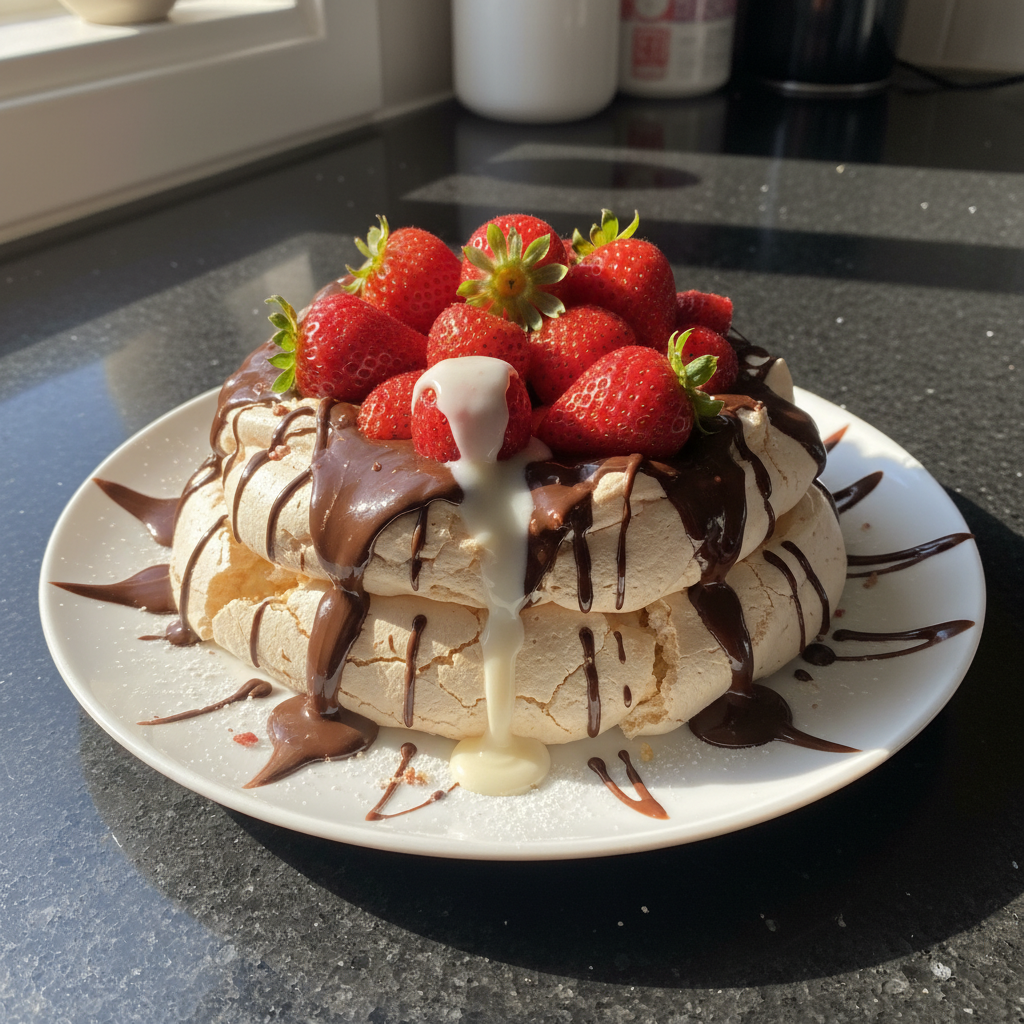 Atemberaubende Erdbeer Schokoladen Pavlova