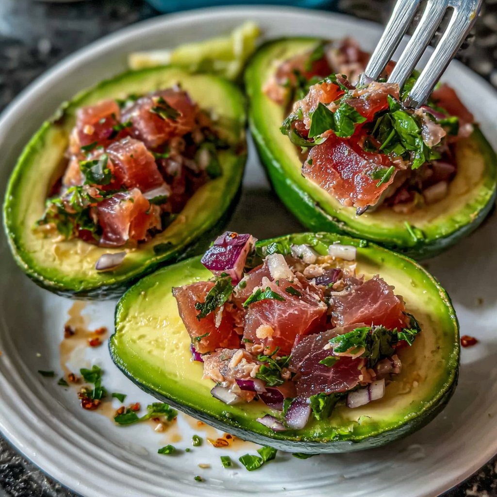 Thunfisch Gefüllte Avocados Teller