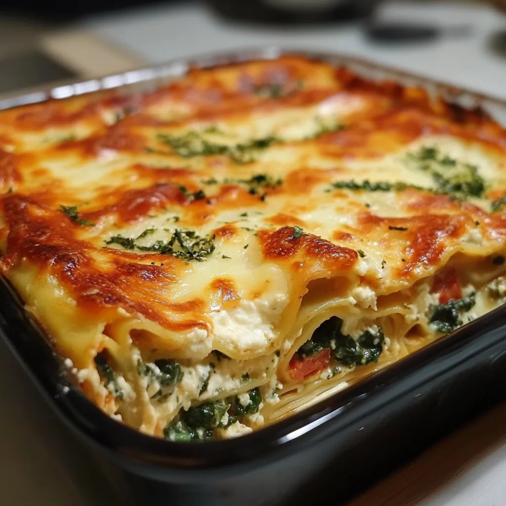 Spinatlasagne mit Feta und Tomaten
