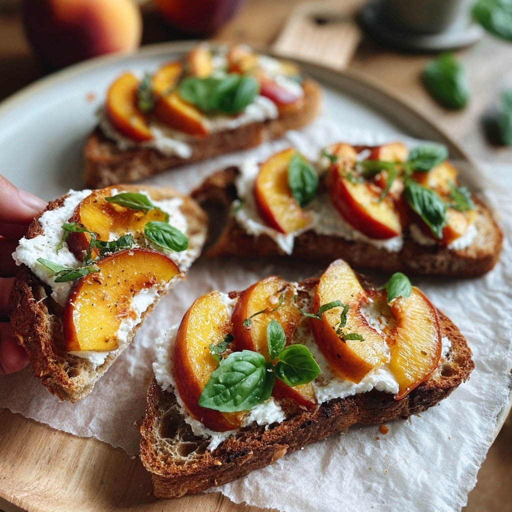 Pfirsich Basilikum Bruschetta