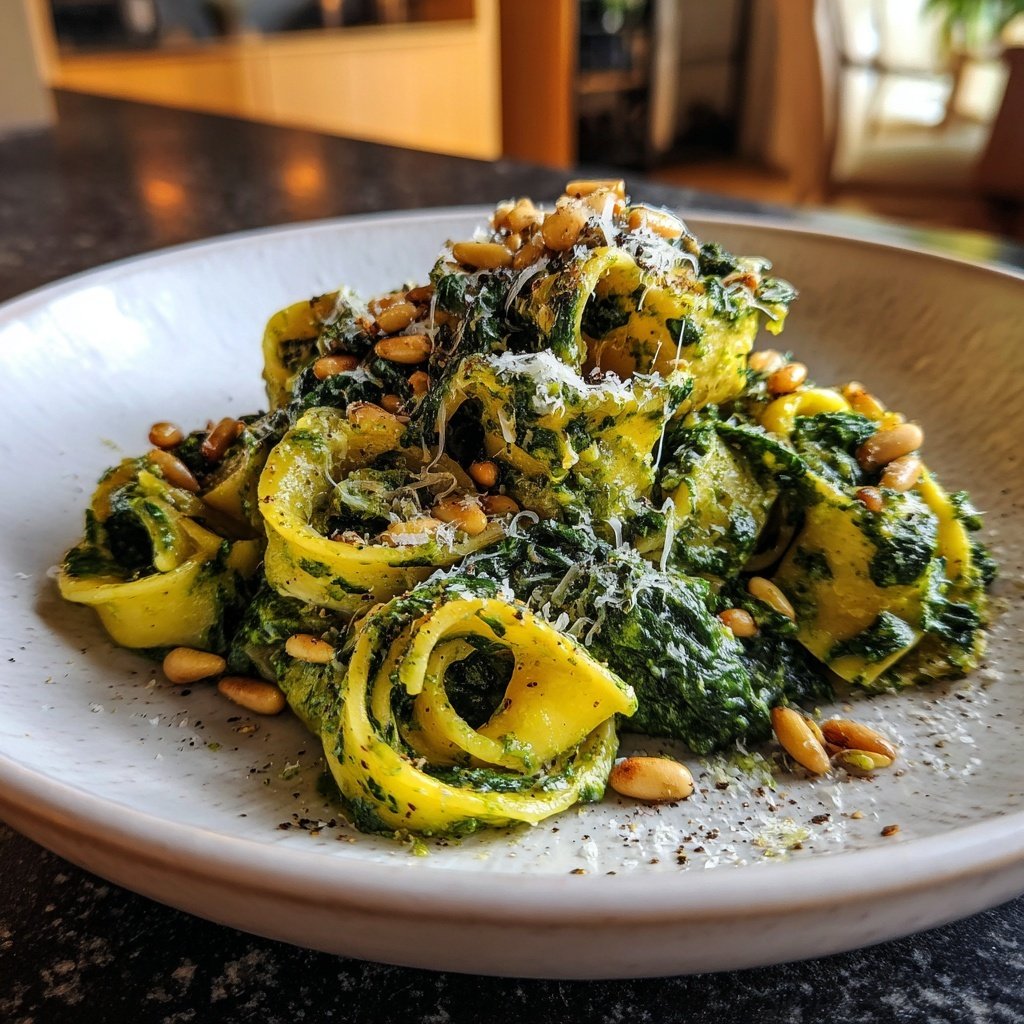 Cremige Spinat-Kernmus-Pasta