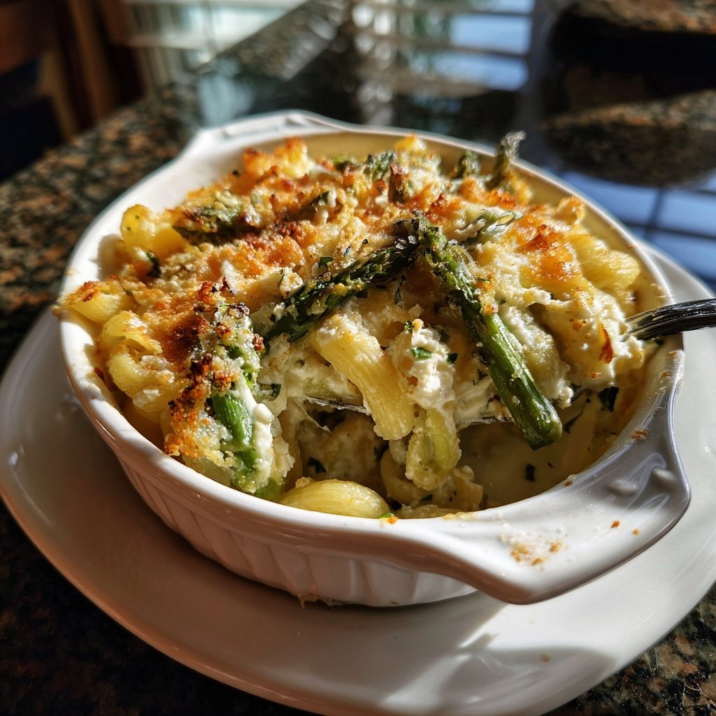 Spargel-Feta-Nudeln-Auflauf