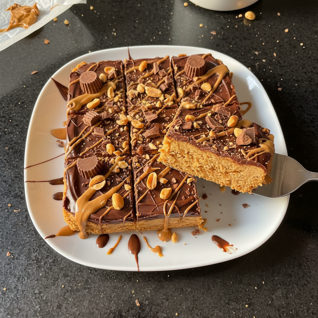 No Bake Reese’s Erdnussbutter Riegel