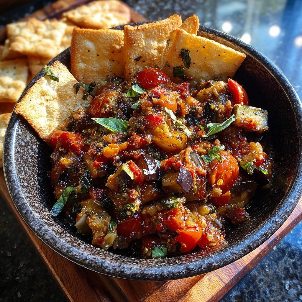 Gegrillter Auberginen Caponata Dip