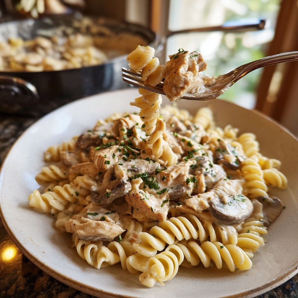 Cremige Pilz-Türkei-Pasta
