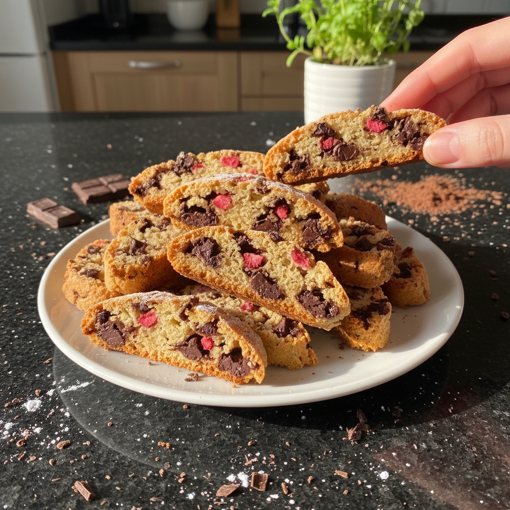 Zartbitter Schokoladen Erdbeer Biscotti