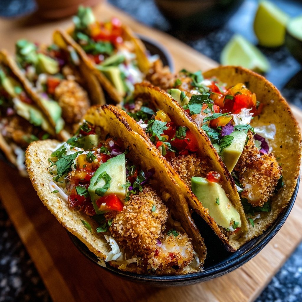 Knusperfisch Taco Schüsseln Avocado