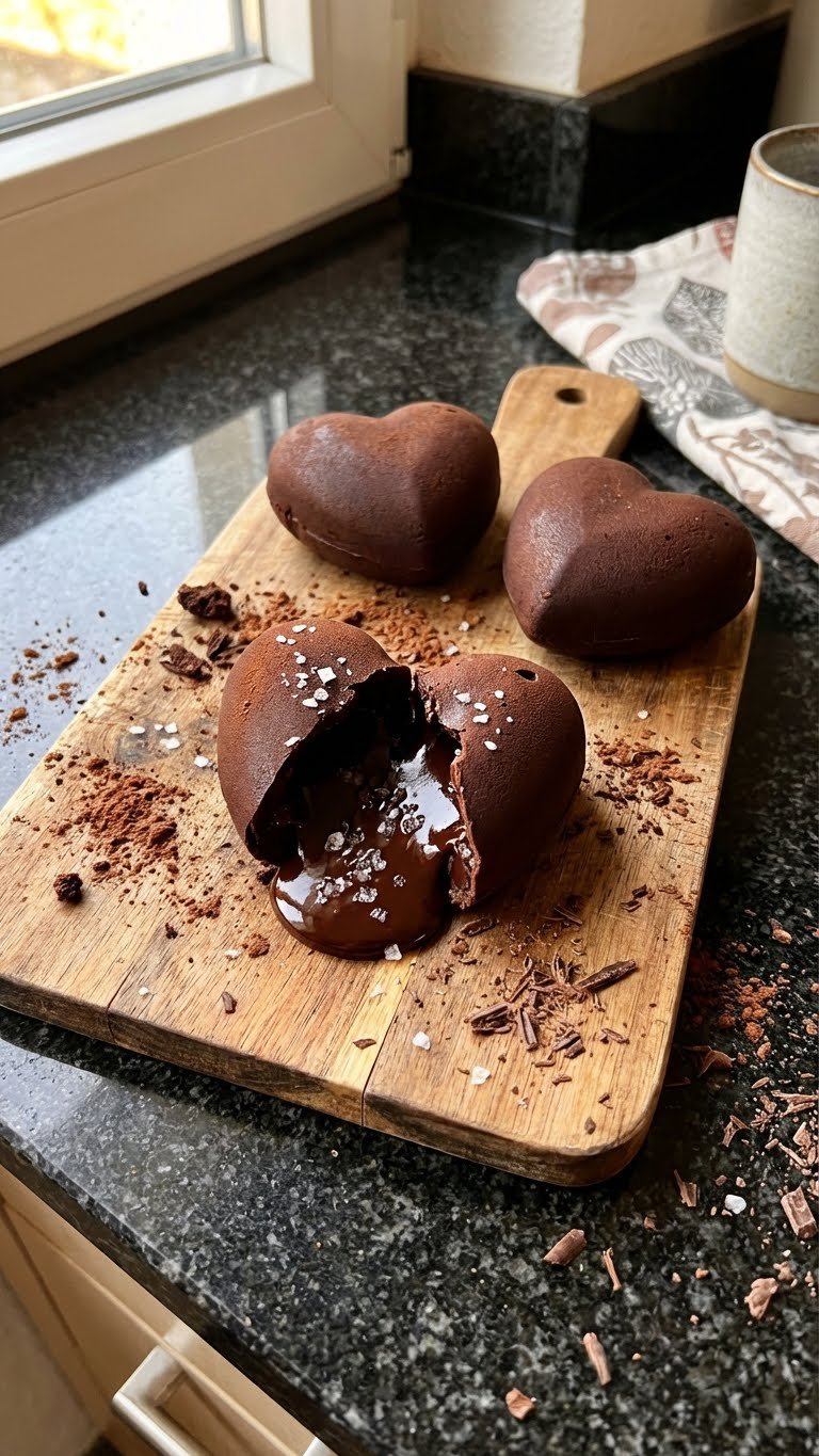 Dunkle Schoko Herz Bomben