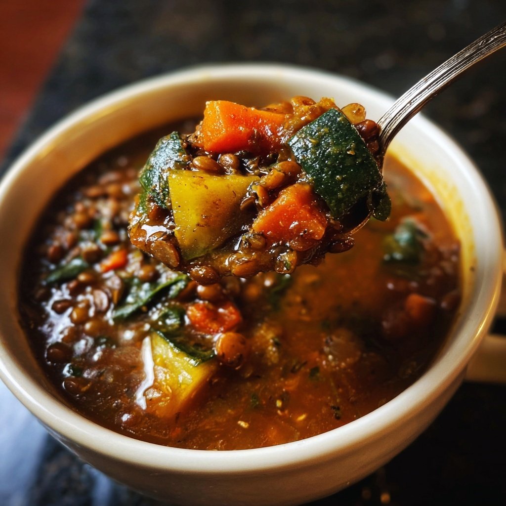 Herzhafte Gemüse Linsen Suppe