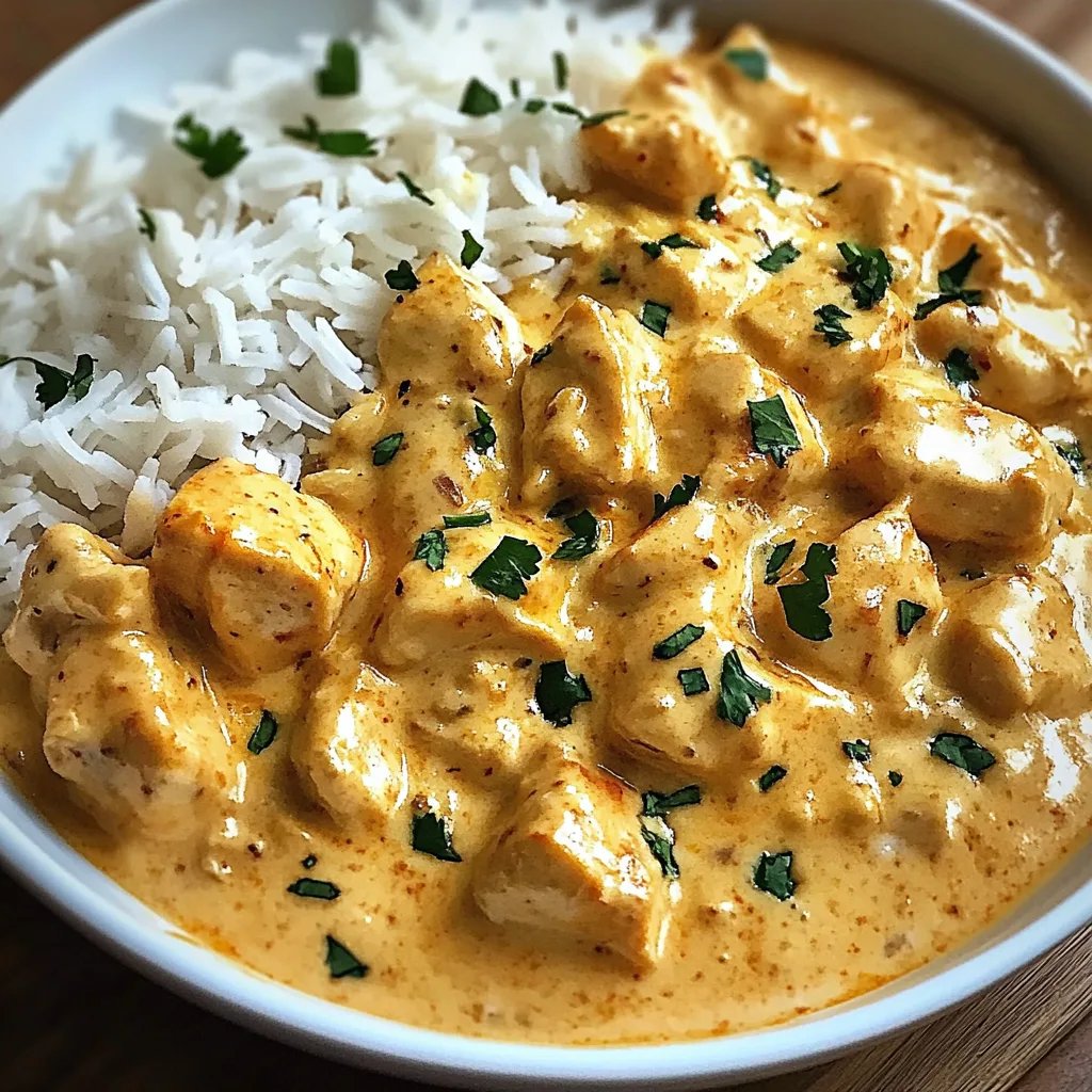 Cremiges Hähnchen mit Reis