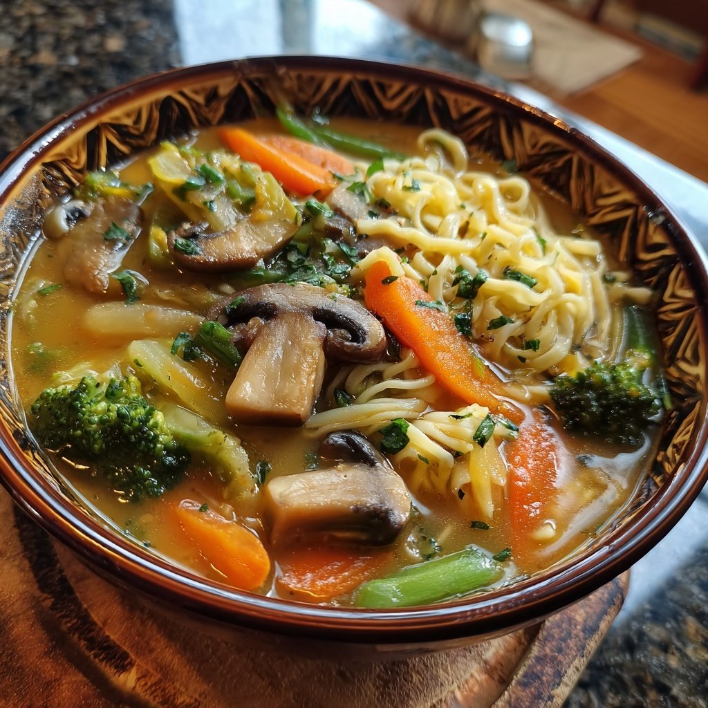 Schnelles Vegetarisches Ramen Pilz Ingwer