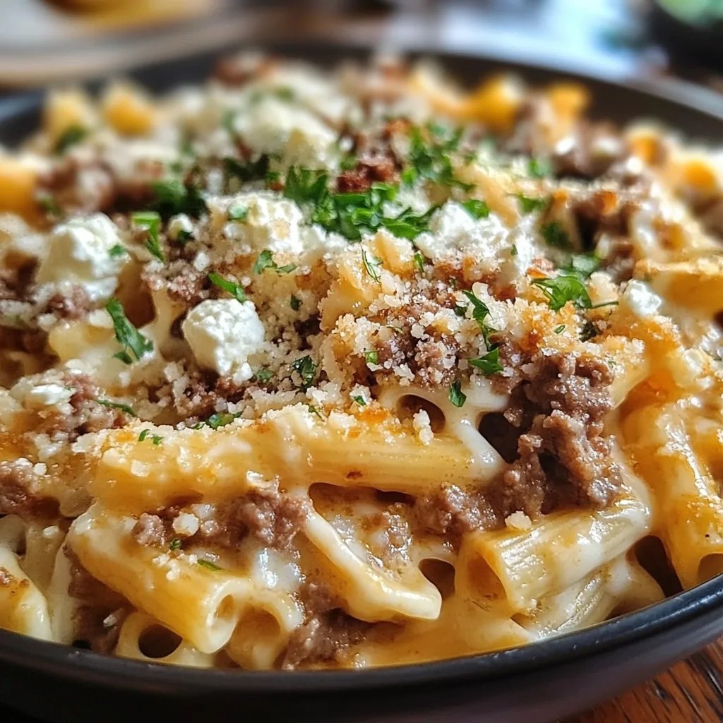 Griechischer Nudel-Auflauf mit Feta und Hackfleisch