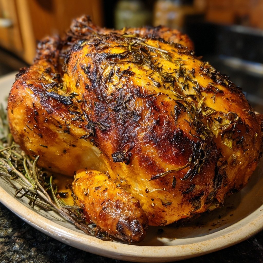 Ganzes Geröstetes Huhn Zitrone Kräuter