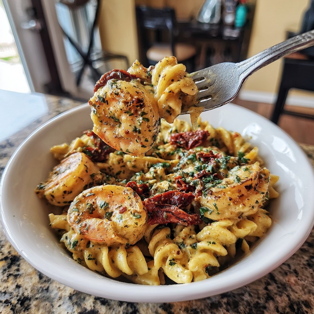 Heirate mich Garnelen Pasta getrocknete Tomate
