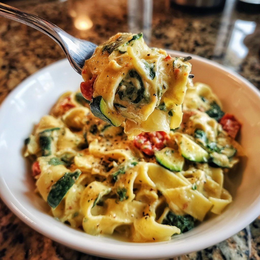 Cremige Knoblauch Gemüse Pasta