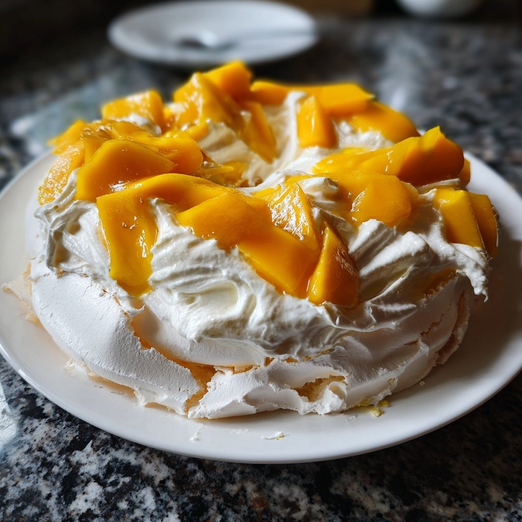 Mango Pavlova mit Schlagcreme