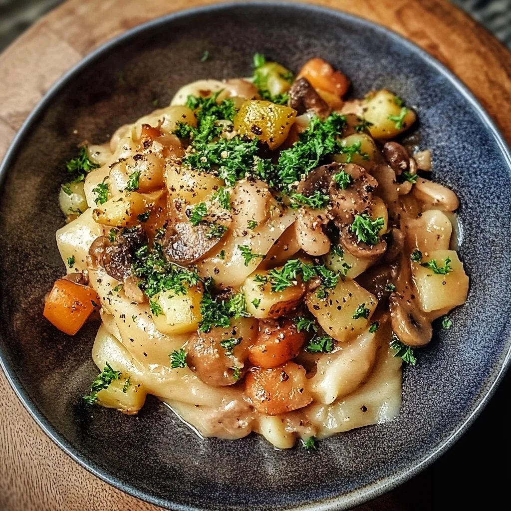Pilzpfanne mit Rosenkohl & Kartoffelpüree