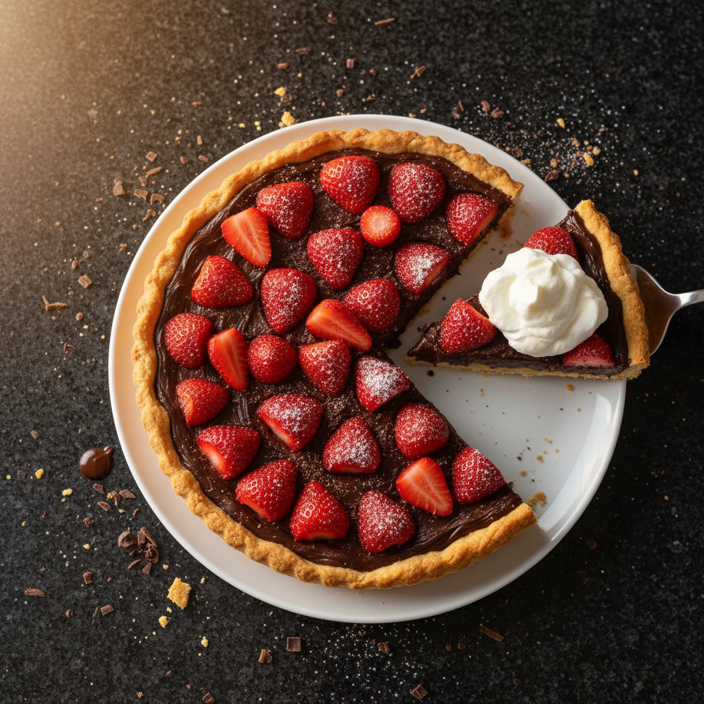 Erdbeer Schokoladen Tarte mit Schlagsahne