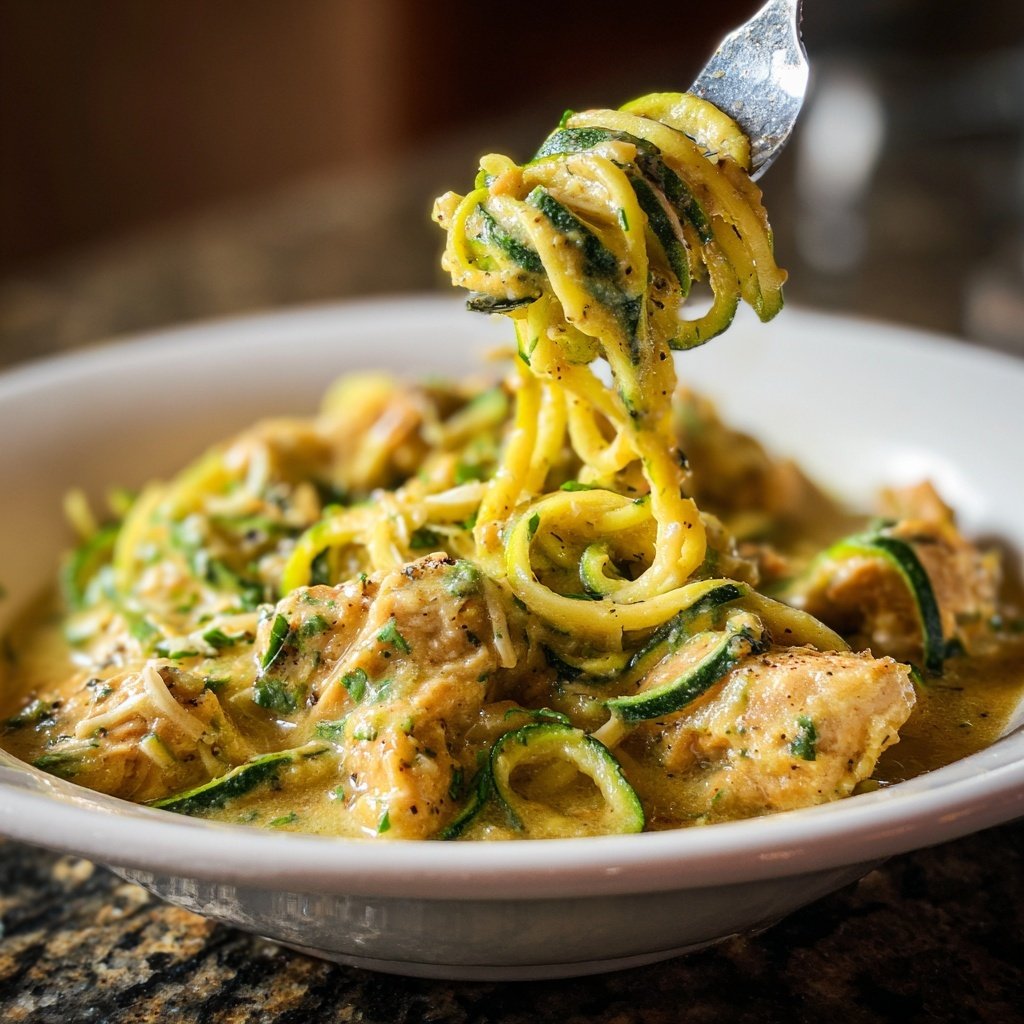 Cremiges Hähnchen mit Zucchini Zoodles