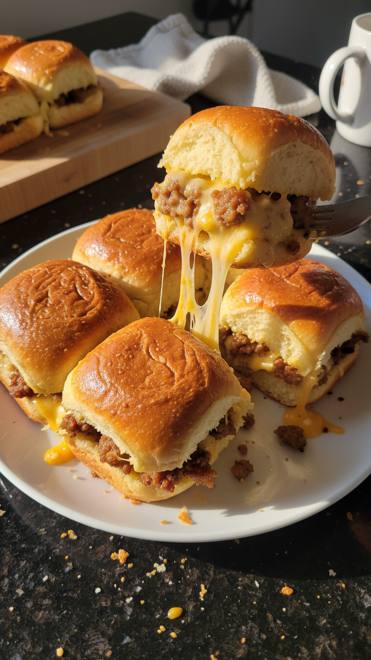 Herzhafte Frühstücks Slider mit Wurst