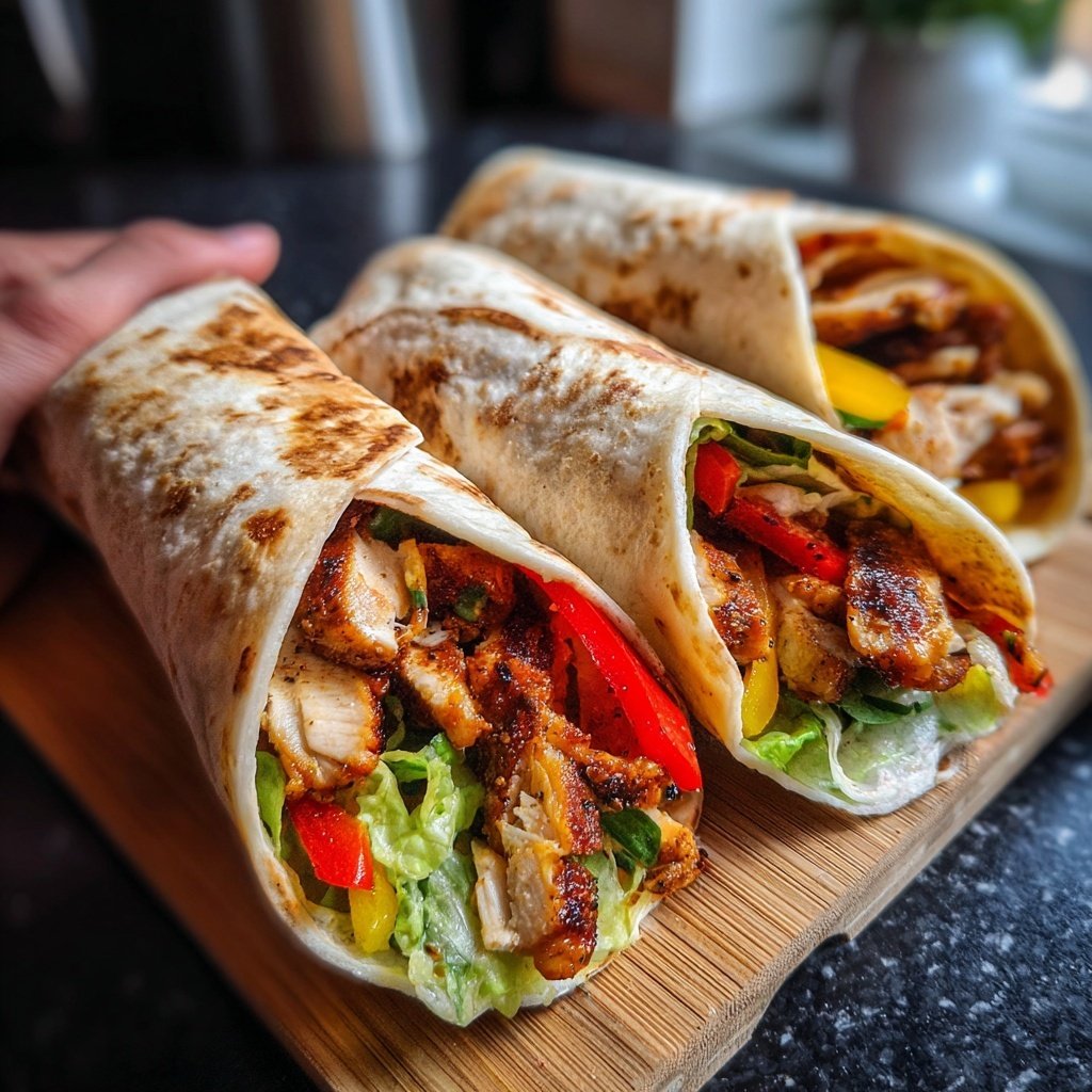 Hähnchen Gemüse Salat Wraps