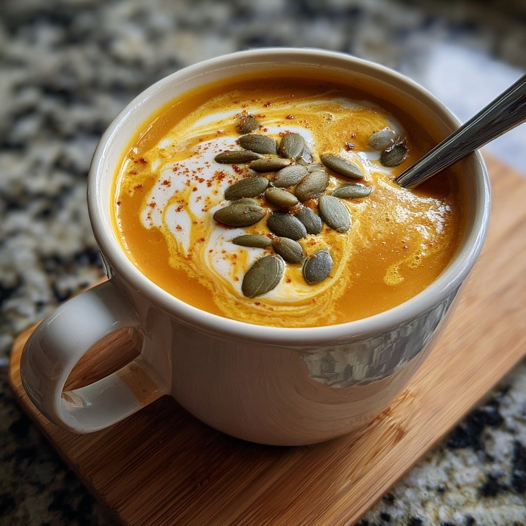 Kürbissuppe im Espressotässchen serviert