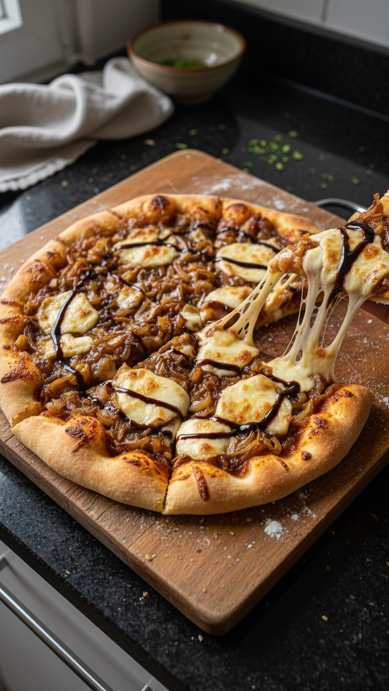 Karamellisierte Zwiebel Fladenbrot Pizza