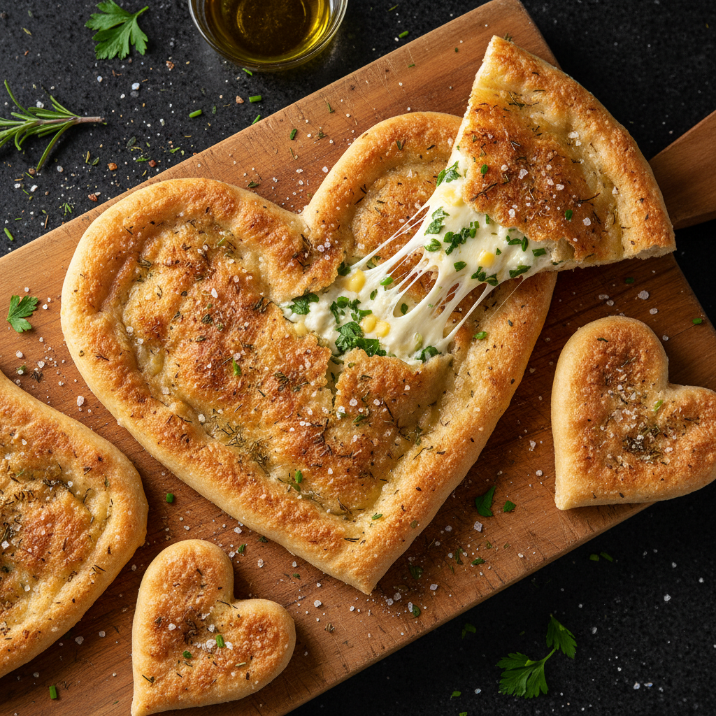 Herzhafte Herzförmige Fladenbrote