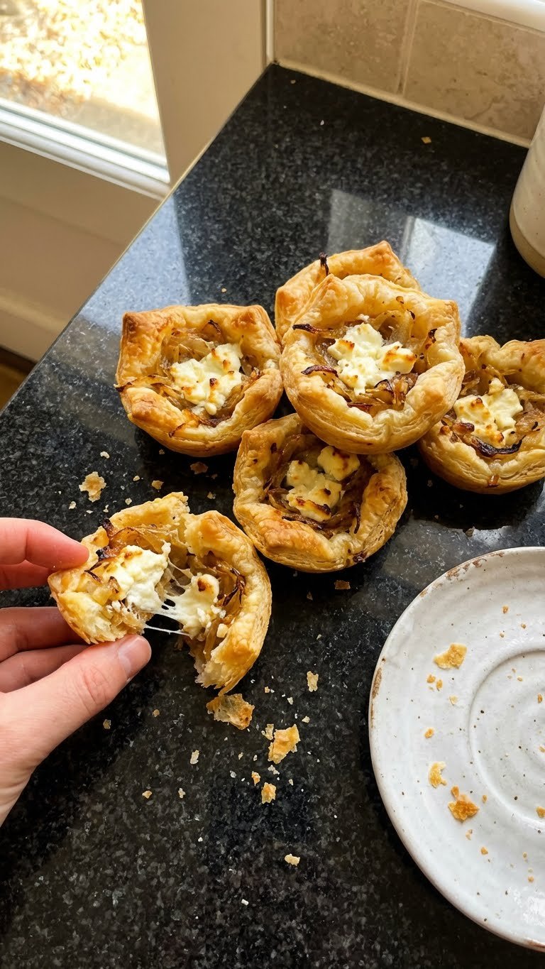 Herzhafte Zwiebel Feta Mini Pasteten