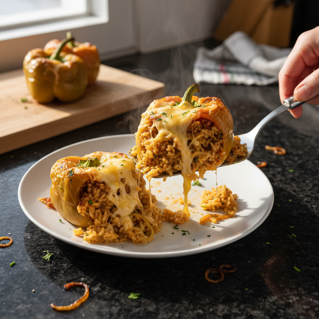 Gefüllte Paprika mit Karamellisierten Zwiebeln