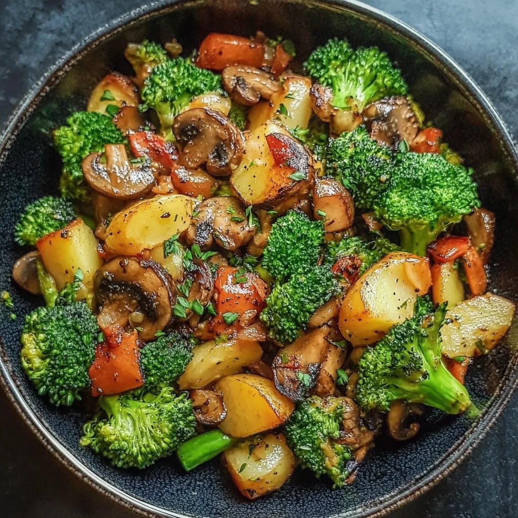 Brokkoli-Kartoffel-Pfanne mit Pilzen