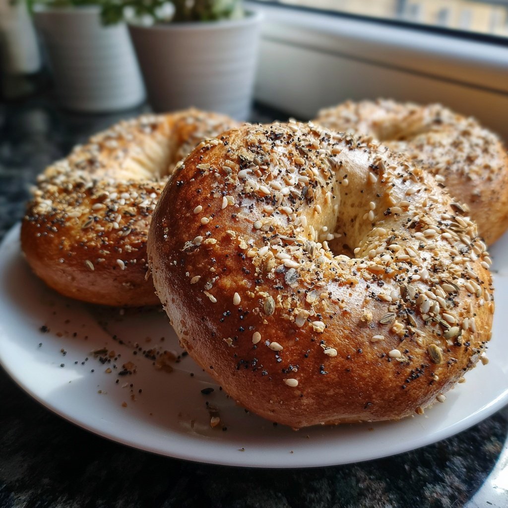 Protein Bagels mit Flohsamenschalen Faser