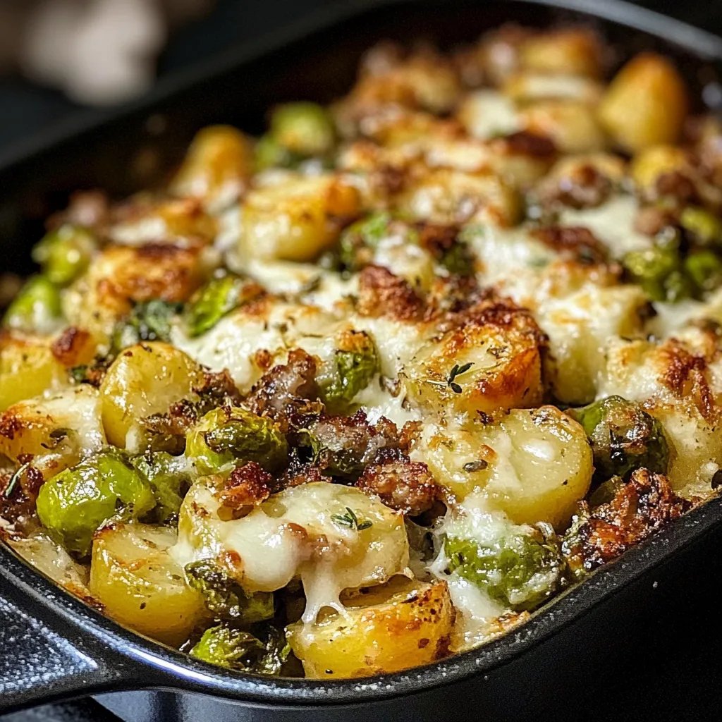 Rosenkohl-Auflauf mit Kartoffeln und Hackfleisch