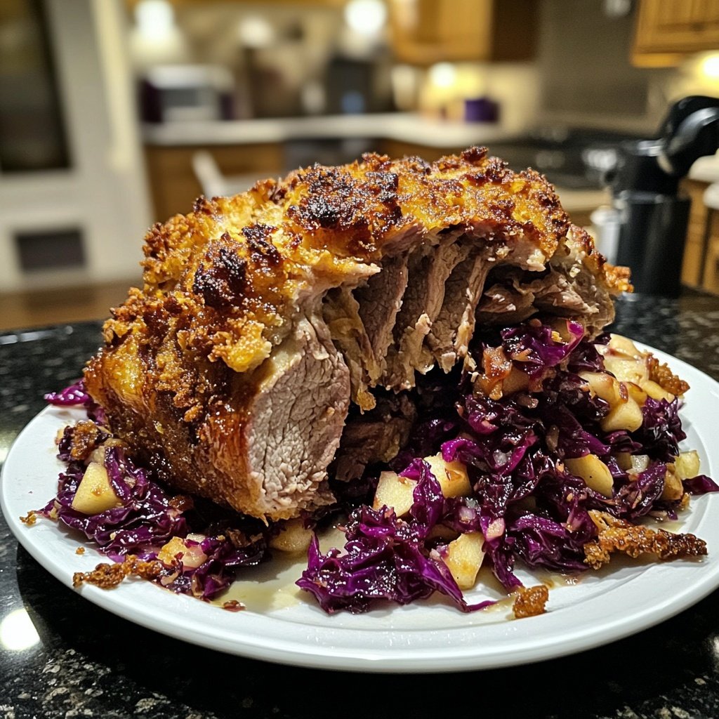 Knusprige Ente mit Apfelrotkohl